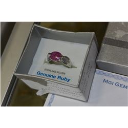 STERLING SILVER GENUINE RUBY AND CUBIC ZIRCONIA RING WITH APPRAISEL $490.00