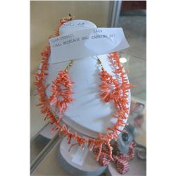 CORAL NECKLACE AND EARRING SET