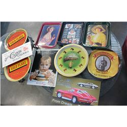 COLLECTIBLE TRAYS AND SIGNS COKE KELLOGS AND OTHER