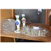 Image 1 : GLASS BOWLS METAL AND GLASS TEACUPS AND TRAY AND CANDLESTICKS