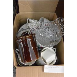CHINA CUPS AND SAUCERS AND CRYSTAL