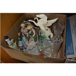 LOT OF FIGURES GLASS BEER MUGS AND VASES