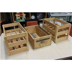 THREE WOOD WINE CRATES