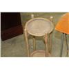 Image 2 : TWO TIER RATTAN STAND AND METAL AND WOOD TOP STAND