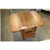 Image 1 : DROP LEAF OAK ENDTABLE WITH GLASS TOP