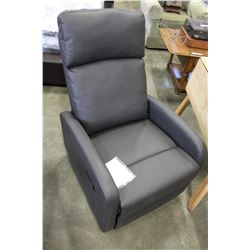 NEW KIDIWAY SANTA MARIA GREY BONDED LEATHER GLIDING RECLINER, RETAIL $699