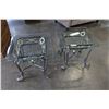 Image 1 : PAIR OF METAL BASE SQUARE GLASSTOP ENDTABLES
