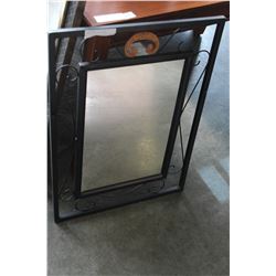 BLACK METAL WALL MIRROR