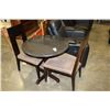 Image 1 : ROUND MARBLE TOP PARLOUR TABLE AND TWO CHAIRS