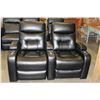 Image 1 : NEW BLACK LEATHER GEL POWER RECLINING HOME THEATER SEATING, ILLUMINATED CUPHOLDERS, RETAIL $1750