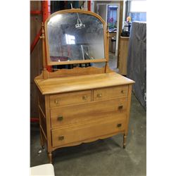 MAPLE FOUR DRAWER DRESSER AND MIRROR