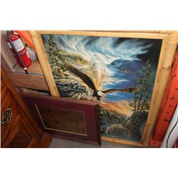 LARGE EAGLE PRINT AND FOIL WORLD MAP PICTURE