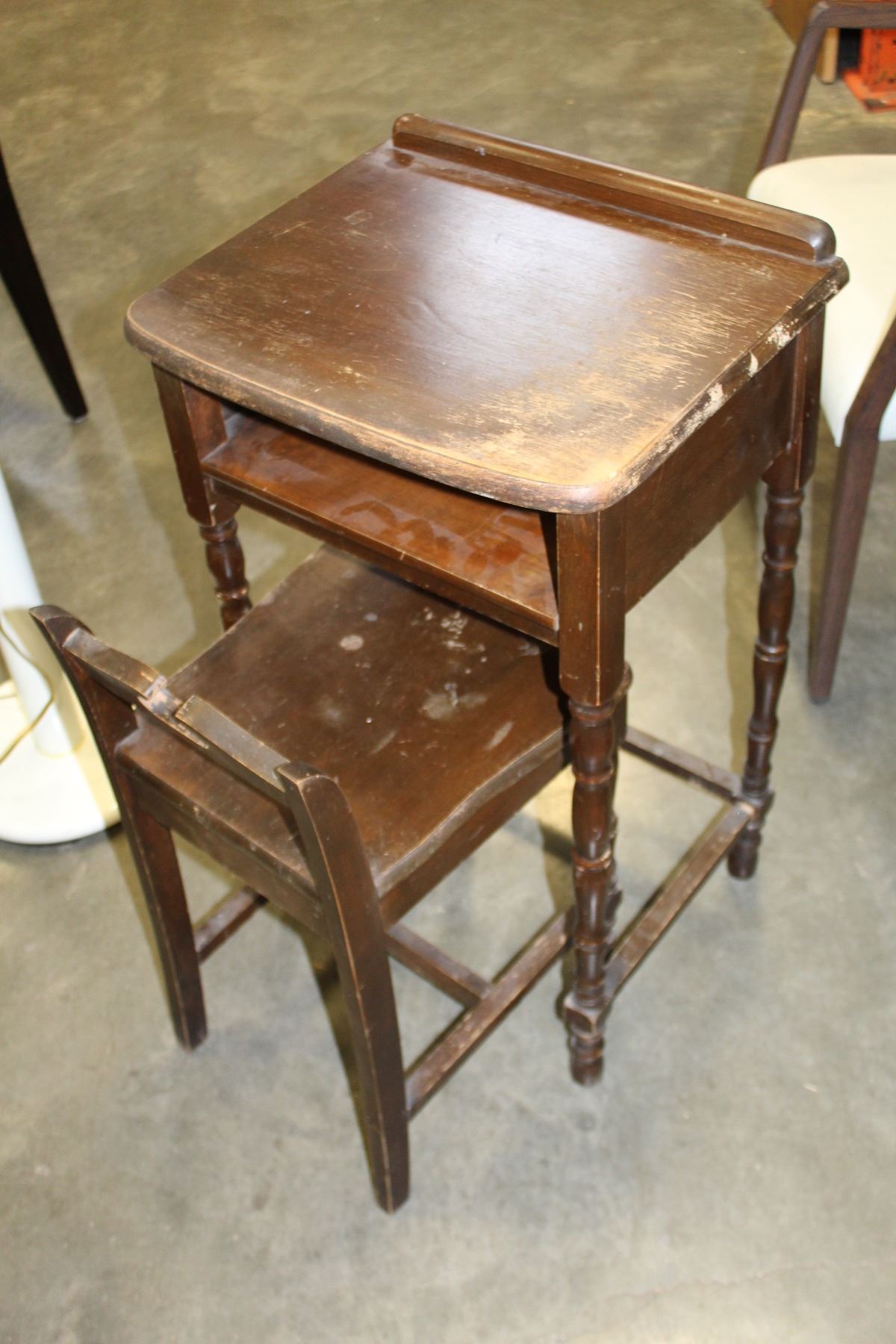 Antique Telephone Stand With Chair