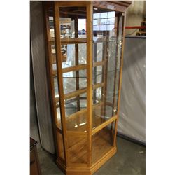 CUSTOM OAK ILLUMINATED DISPLAY CASE