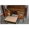 Image 3 : ANTIQUE WALNUT VANITY DRESSER WITH STOOL