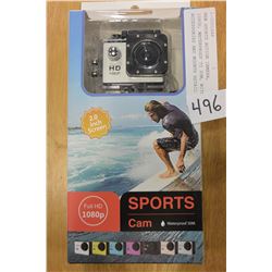 NEW SPORTS ACTION CAMERA, 1080P, WATERPROOF TO 30M, WITH ACCESSORIES AND MOUNTS RETAIL $149