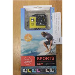 NEW SPORTS ACTION CAMERA, 1080P, WATERPROOF TO 30M, WITH ACCESSORIES AND MOUNTS RETAIL $149