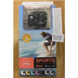 NEW SPORTS ACTION CAMERA, 1080P, WATERPROOF TO 30M, WITH ACCESSORIES AND MOUNTS RETAIL $149