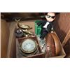 Image 1 : BRASS COLLECTIBLES LARGE COMPASS CAT FIGURE ETC