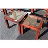 Image 1 : TWO GLASSTOP WOOD AND BRASS INSERT ENDTABLES