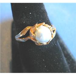 RING W/PEARL, 14k (7-3/4)