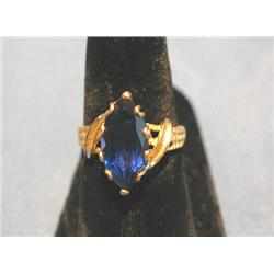 RING W/BLUE STONE, 14kyg (SIZE 7-3/4)