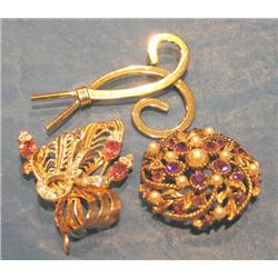 LOT, PINS W/STONES (QTY 3)