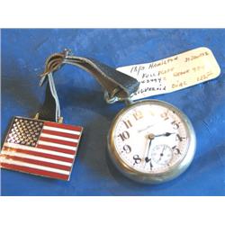 HAMILTON POCKET WATCH, 21 JEWEL W/ AMERICAN F