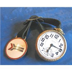 WALTHAM POCKET WATCH, 21 JEWEL W/ AMTRAK TAG