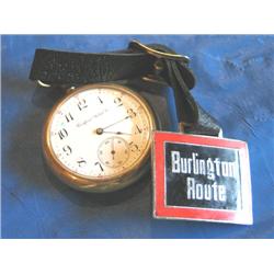 ROCKFORD POCKET WATCH W/BURLINGTON ROUTE TAG