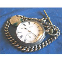 GABRIEL POCKET WATCH W/CHAIN & 1912 NICKEL PO
