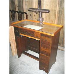 WATCHMAKERS WORK BENCH W/TOOLS & PARTS INSIDE