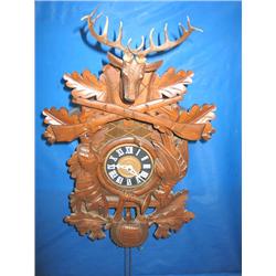 GERMAN CUCKOO CLOCK, CARVED WOOD