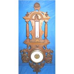 WOOD CARVED BAROMETER (WORDS IN FRENCH)
