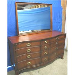 34"HX62"W 12-DRAWER SERPENTINE MAHOGANY DRESS