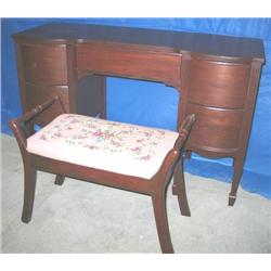 30-1/2"X47" MAHOGANY VANITY W/PADDED PINK FAB
