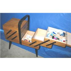 14-1/2"HX8'WX16-1/2L WOOD SEWING BASKET ON LE