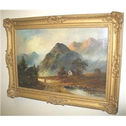 SIGNED 22"X30" MOUNTAIN SCENE W/FRAME