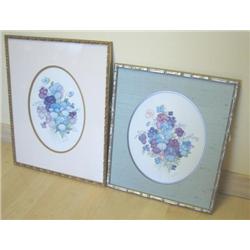 GUNHILD SET OF FRAMED FLOWER WATER COLORS