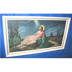 33"X19" CHRIST KNEELING FRAMED PRINT