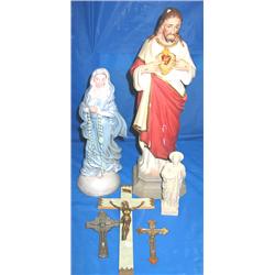 LOT, (2) STATUES JESUS, (1) STATUE MARY W/GRE