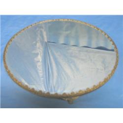 14" DIA. METAL FRAMED MIRRORED TRAY W/4 FEET