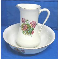 HAND PAINTED BOWL & PITCHER SET