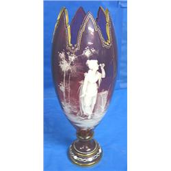 15"H HAND PAINTED GLASE VASE (WEAR ON PAINT &