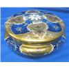 Image 1 : GLASS DISH W/HINGED LID, HAND PAINTED