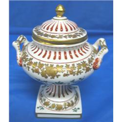 HAND PAINTED URN W/LID (6"H)