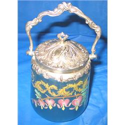 HAND PAINTED JAR W/LID (7-1/2"H)