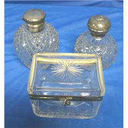 LOT, CONTAINERS W/STERLING LIDS (3 PC)