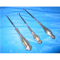 LOT, STERLING LACE HOOKS (3)