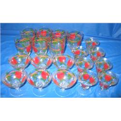 LOT, ASSORTED GLASSWARE (20 PC) W/APPLE PATTE